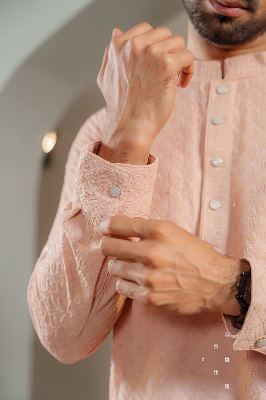 Picture of Ayaaz Embroidered Panjabi – Peach