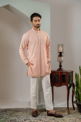 Picture of Ayaaz Embroidered Panjabi – Peach