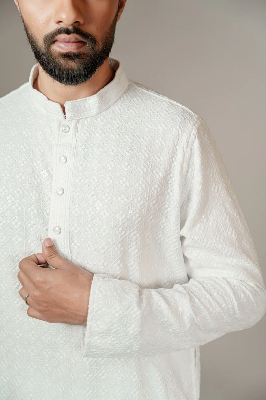 Picture of Zameer Embroidered Panjabi - White