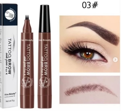 Picture of 4 Point Eyebrow Pencil Maquillajes Waterproof Liquid Eyebrow Pen Black 