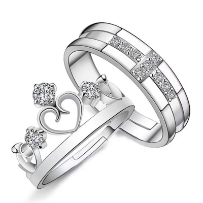 Picture of King And Queen Couple Ring 100% Color Gurantee 2 Pieces 