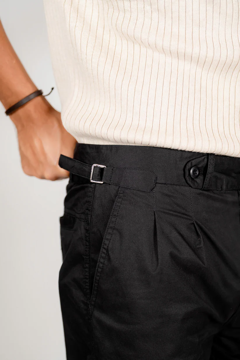 Picture of Maximilian Pleated Chinos in Black Onyx