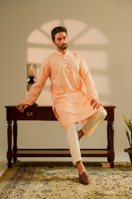 Picture of Amir Embroidered Panjabi in Peach