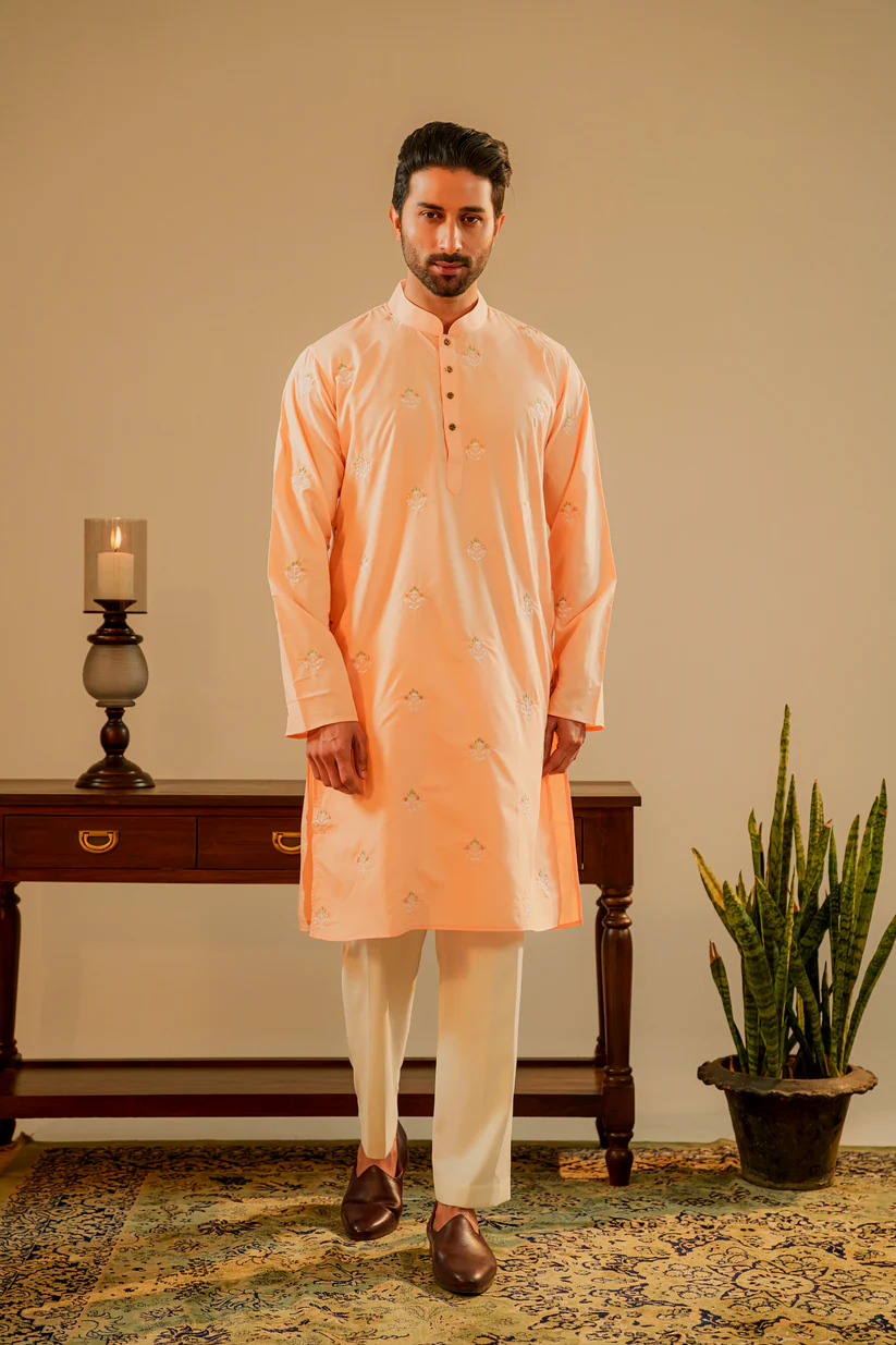 Picture of Amir Embroidered Panjabi in Peach