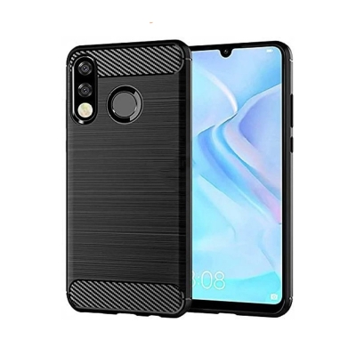 Picture of For Huawei P30 lite Carbon Fiber High Quality Soft Mobile Back Cover (Black) for  Huawei P30 lite
