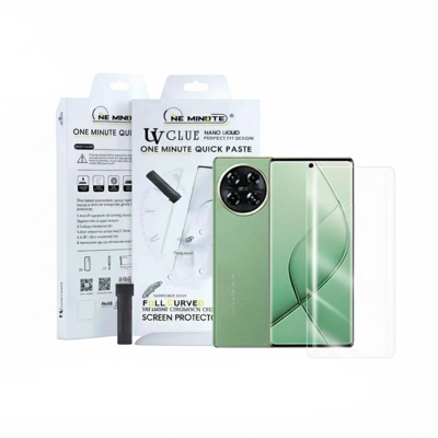 Picture of Tecno Spark 20 Pro+ OneMinute UV Glue Curved Tempered Glass Screen Protector For Tecno Spark 20 Pro Plus Screen Guard Gorilla Glass Protector With Easy Installation Full Kit