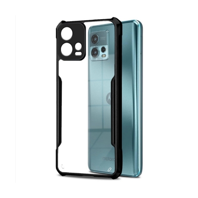 Picture of For Motorola Moto G72 Clear Back Hard Covers Shockproof Soft Black Rubber Frame Camera Protection Transparent Mobile Phone Cases