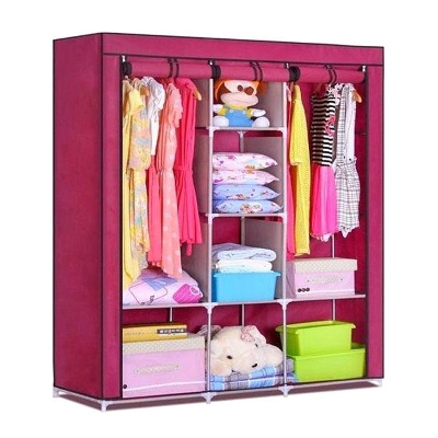Picture of Product details of Portable Clothes Rack Organizer Closet Armoire Wardrobe Garment Storage Hanger 1. STURDY & DURABLE CONSTRUCTION: Made from Selected Non-woven Fabric Cover, Water-Proof Fabric Tiers, High Quality Steel Tube and PP Plastic Connectors, Thi