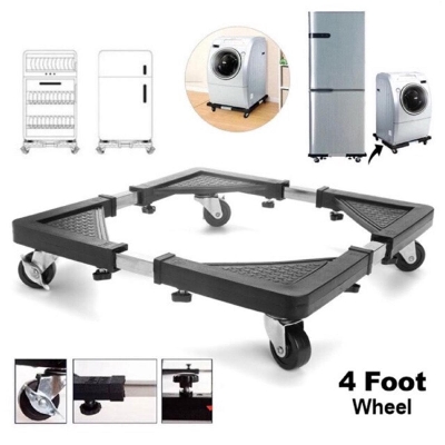 Picture of Roller Washing Machine Refrigerator Base Reinforced Retractable Movable Rack with Wheels Kitchen Fridge Base Bracket