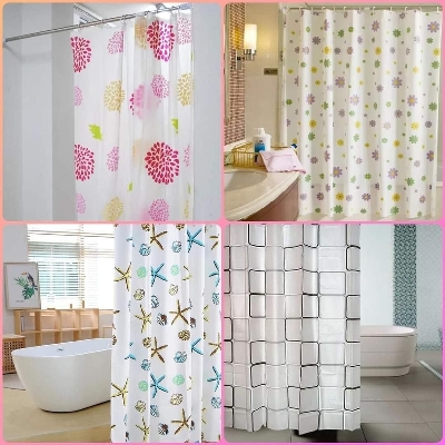 Picture of Waterproof Shower Curtain With 12 Rings For Bathroom Toilet