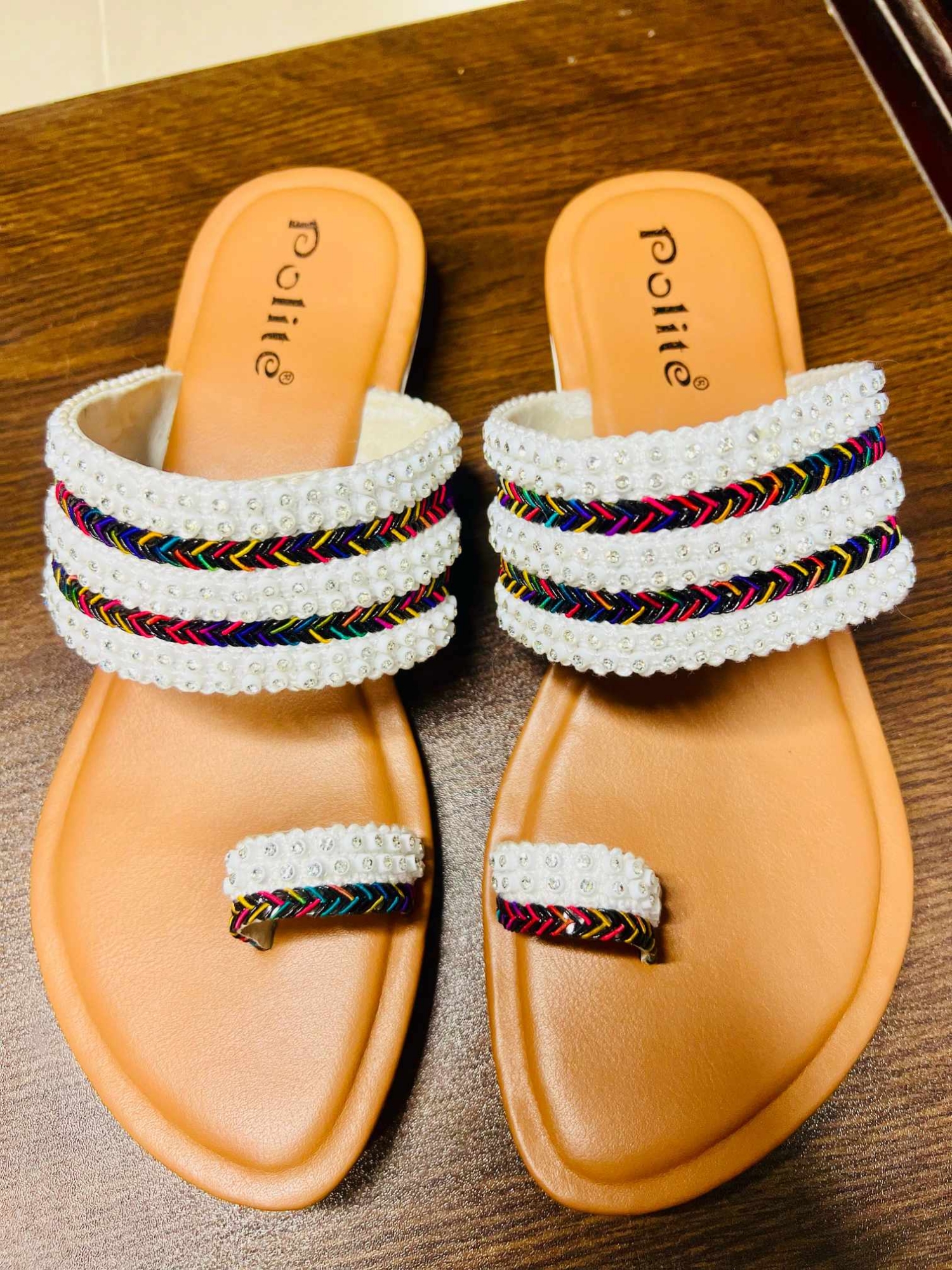 Picture of Fashionable New Design slim flat sandal for girls and ladies | Button Shoes