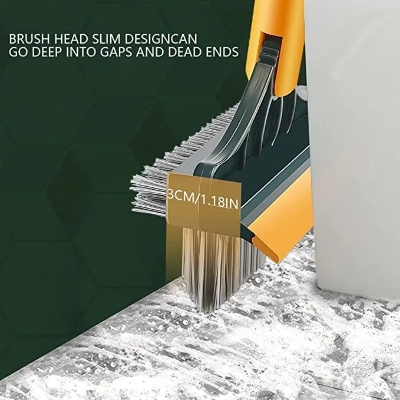Picture of 3 in 1 Tiles cleaning brush with long handle and wipers,180° rotating for bathroom floor cleaning