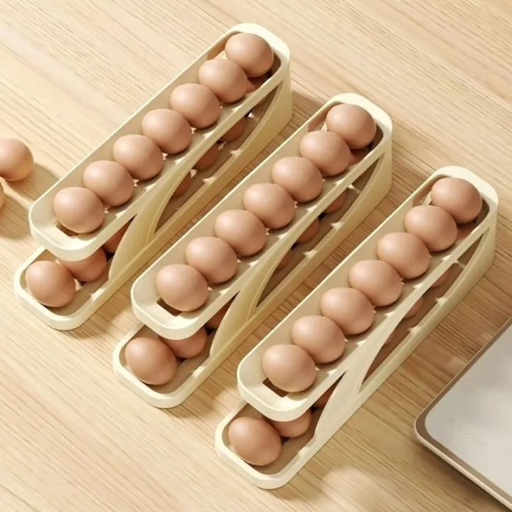 Picture of Automatic Roll-Down Double-Layer Egg Organizer, Automatic Scrolling Egg Dispenser Holder