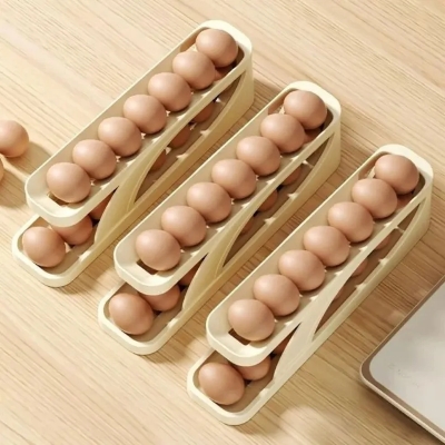Picture of Automatic Roll-Down Double-Layer Egg Organizer, Automatic Scrolling Egg Dispenser Holder