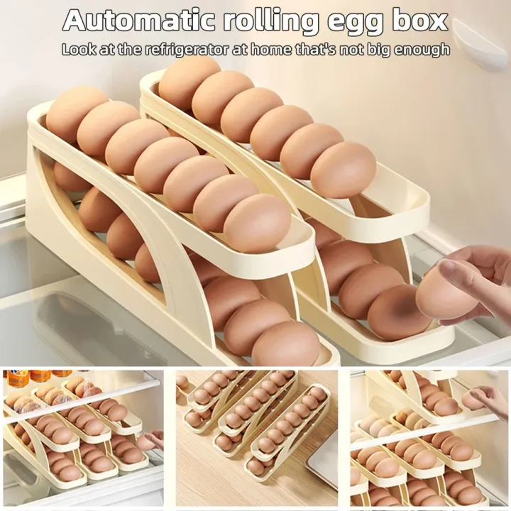 Picture of Automatic Roll-Down Double-Layer Egg Organizer, Automatic Scrolling Egg Dispenser Holder