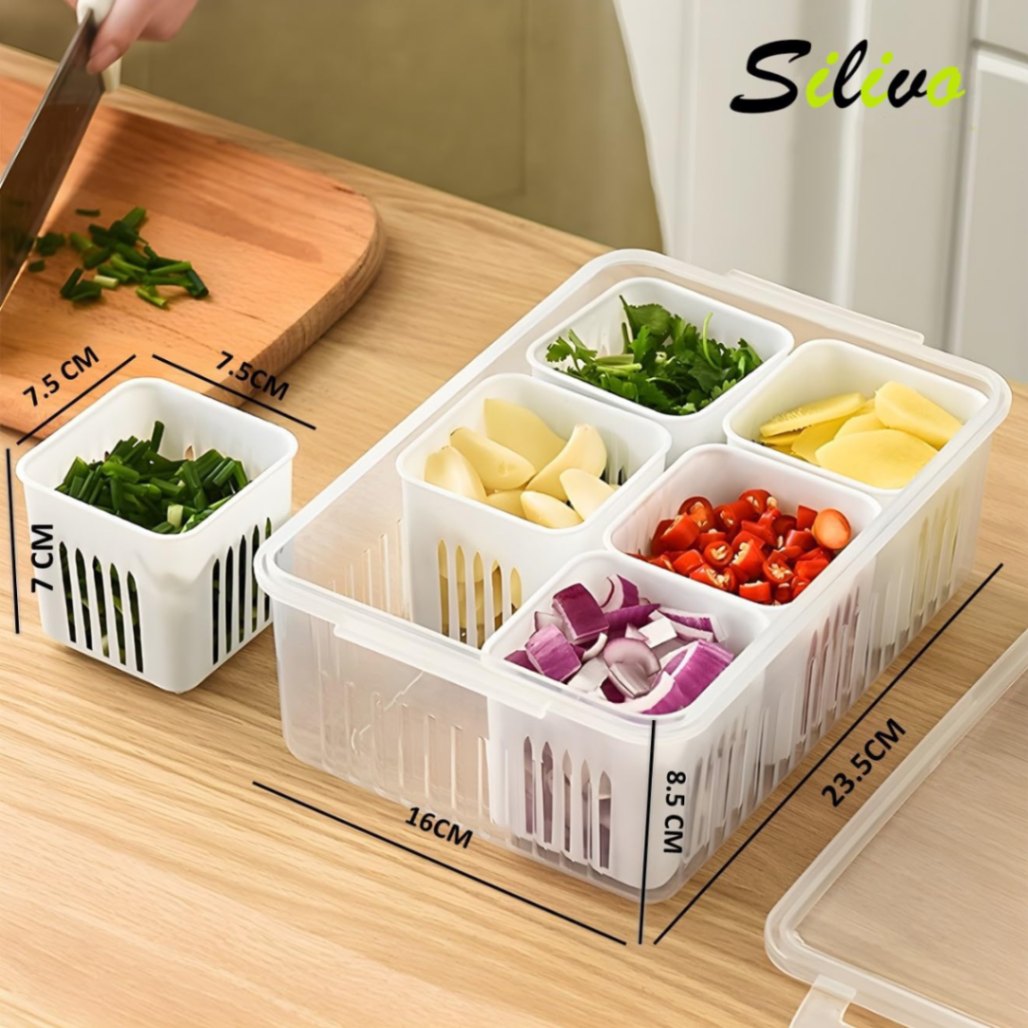 Picture of 6 grid fridge storage box, Refrigerator Storage Box 6 Grids, Freeze storage box