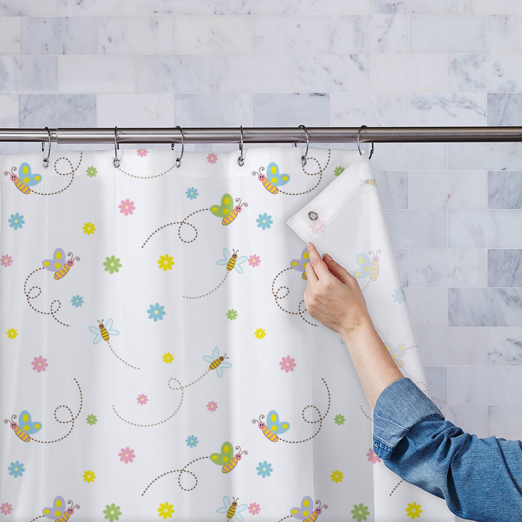 Picture of Waterproof Shower Curtain With 12 Rings For Bathroom