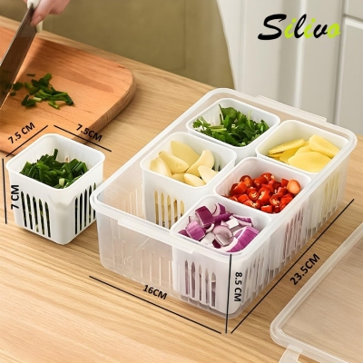 Picture of 6 grid fridge storage box, Refrigerator Storage Box 6 Grids, Freeze storage box
