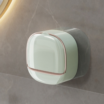 Picture of Soap Box Flip Lid Soap Dish Wall Mounted Soap Dish No Drilling Waterproof Soap Box with Drip Tray Self-Adhesive Soap Dishes for Bathroom and Kitchen