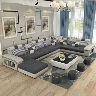 Picture of Modern U Shaped Fabrics Leather Sofa Bed US001