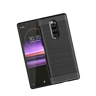 Picture of Carbon Fiber Case For Sony Xperia 1/Xperia XZ4 - Luxury Stylish Rubber Silicone Armor Designed Shockproof Flexible Camera Bumper Protective TPU Back Cover - Camera - Phone Back Cover