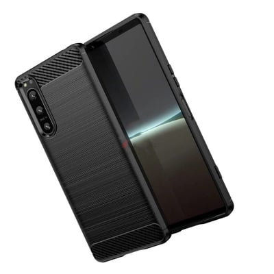 Picture of For Sony Xperia 10 III Silicone Back Cover With Carbon Fiber Texture (Back Case Cover For Smartphone)