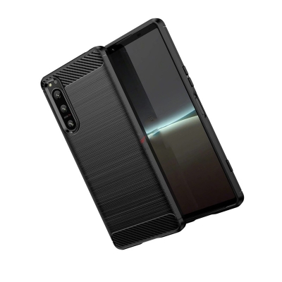 Picture of For Sony Xperia 10 II Silicone Back Cover With Carbon Fiber Texture (Back Case Cover For Smartphone)