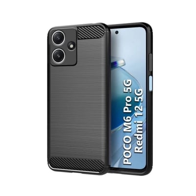 Picture of For Xiaomi Poco M6 Pro 5G  Silicone Back Cover With Carbon Fiber Texture (Back Case Cover For Smartphone)