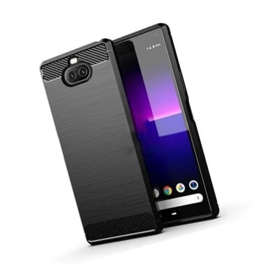 Picture of Carbon Fiber Case For Sony Xperia 10 - Luxury Stylish Rubber Silicone Armor Designed Shockproof Flexible Camera Bumper Protective TPU Back Cover (Back Case Cover For Smartphone)