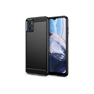 Picture of For Motorola Moto E22, E22i, Carbon Fiber Cases Luxury Stylish Silicone Armor Designed Shockproof Flexible Camera Bumper Protective Phone Back Cover