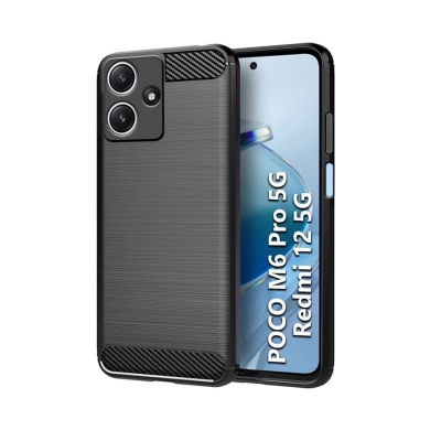 Picture of For Xiaomi Redmi 12 5G Silicone Back Cover With Carbon Fiber Texture (Back Case Cover For Smartphone)