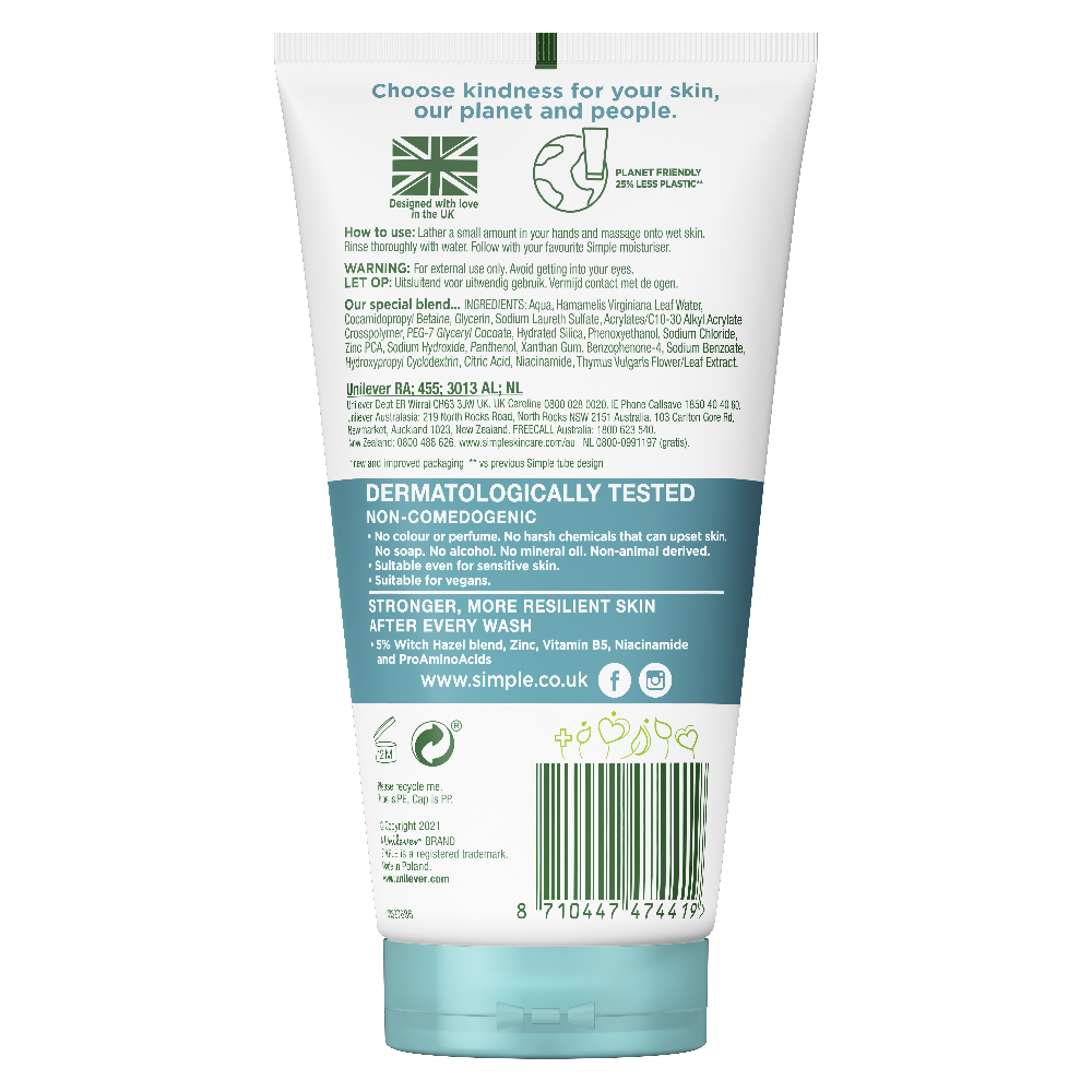 Picture of Simple Daily Detox Purifying Gel Face Wash For Oily Skin 150 ml