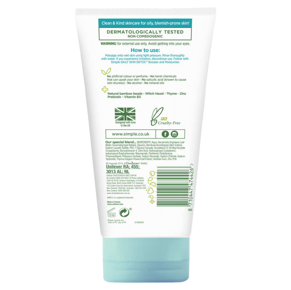 Picture of Simple Face Clear Pore Scrub Detox 150ml