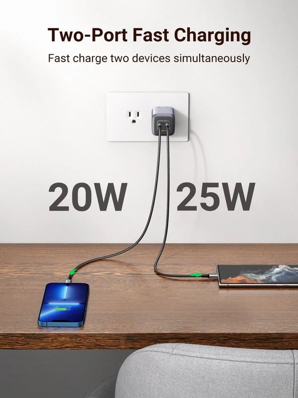 Picture of UGREEN CD294 Nexode 45W Dual USB-C GaN Charger Compact Super‑Fast PD & PPS Wall Adapter (90572) (Cable Not Included)