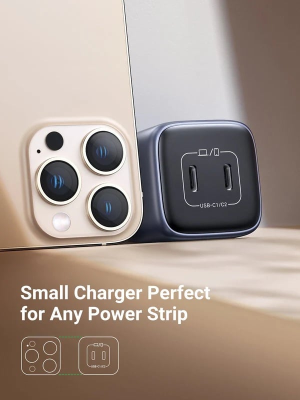 Picture of UGREEN CD294 Nexode 45W Dual USB-C GaN Charger Compact Super‑Fast PD & PPS Wall Adapter (90572) (Cable Not Included)
