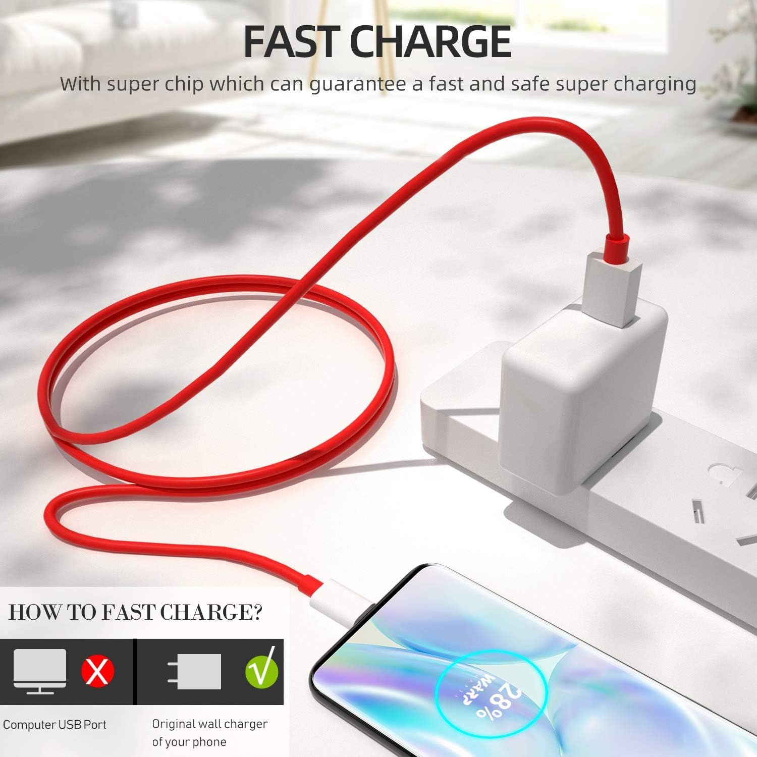 Picture of OnePlus USB-A to Type-C Cable 10A 1M - Red