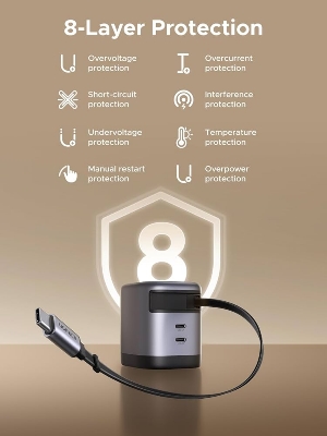 Picture of UGREEN 65821 45W GaN Fast Charger with Retractable  Cable