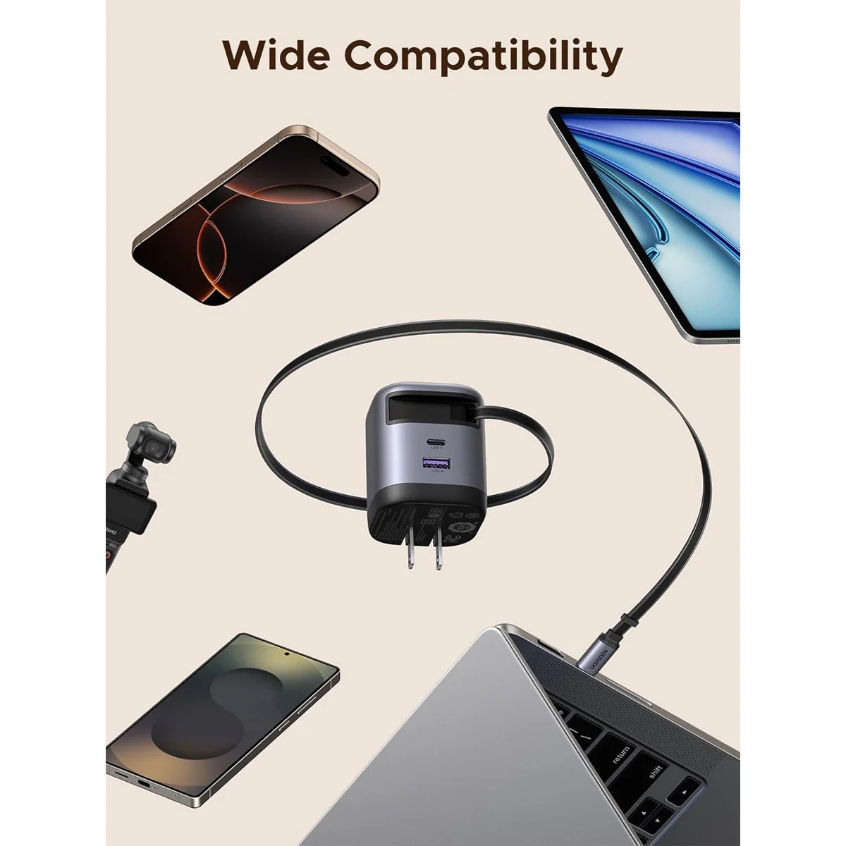 Picture of UGREEN 65821 45W GaN Fast Charger with Retractable  Cable