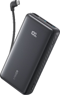 Picture of Anker Zolo Power Bank 20K, 22.5W, Built-In USB-C Cable (Black)