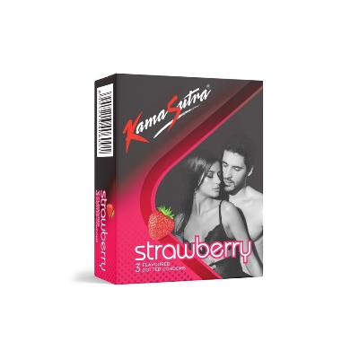 Picture of Kamasutra Strawberry Flavoured Dotted Condom - 3Pcs Pack(Made In india)