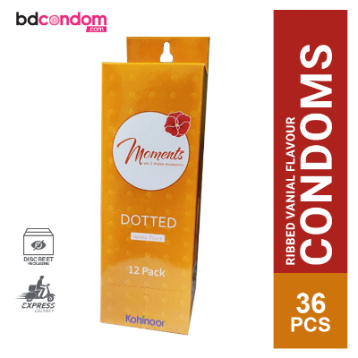 Picture of Moment Vanilla Flavour Dotted Condom - Full Box - 3x12=36pcs - Condom