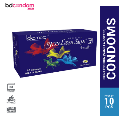 Picture of Okamoto Skinless Skin - Vanilla Flavour Dotted Condom - 10Pcs Pack(No 1 Japan)