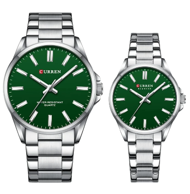 Picture of CURREN 9090 Watch for Couple Waterproof Men's Watches Fashion Women's Sports Watches Quartz Movement - SILVER GREEN