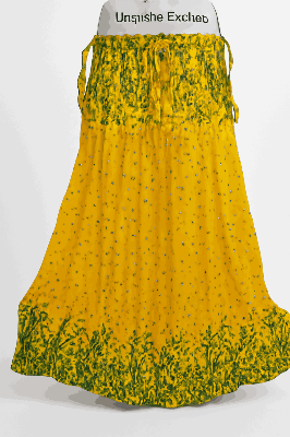 Picture of Polyster fabrics print skirt for teenager girls-yellow