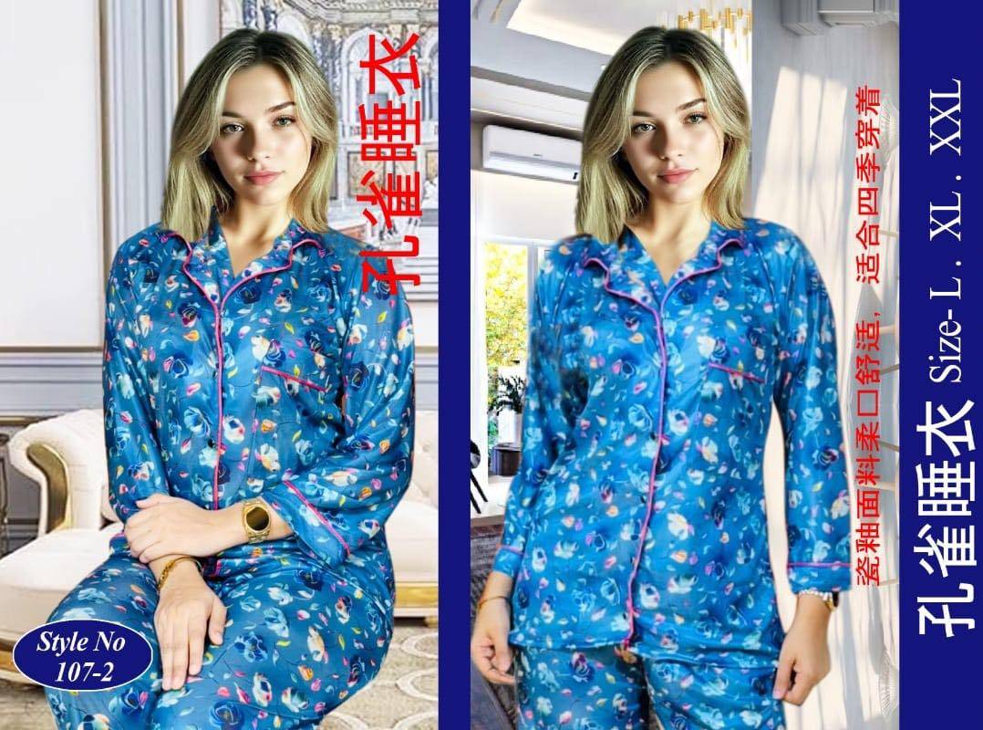 Picture of Premium Quality Ac Silk 3D Print Shirt Pant Nightwear For Woman print-2