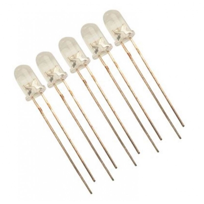 Picture of White LED - 3MM, CRYSTAL CLEAR, VERY HIGH BRIGHTNESS, PACKAGE OF 5 Novel