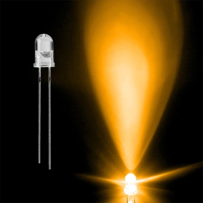 Picture of Yellow / Amber LED - 3MM, CRYSTAL CLEAR, VERY HIGH BRIGHTNESS, PACKAGE OF 5 Novel