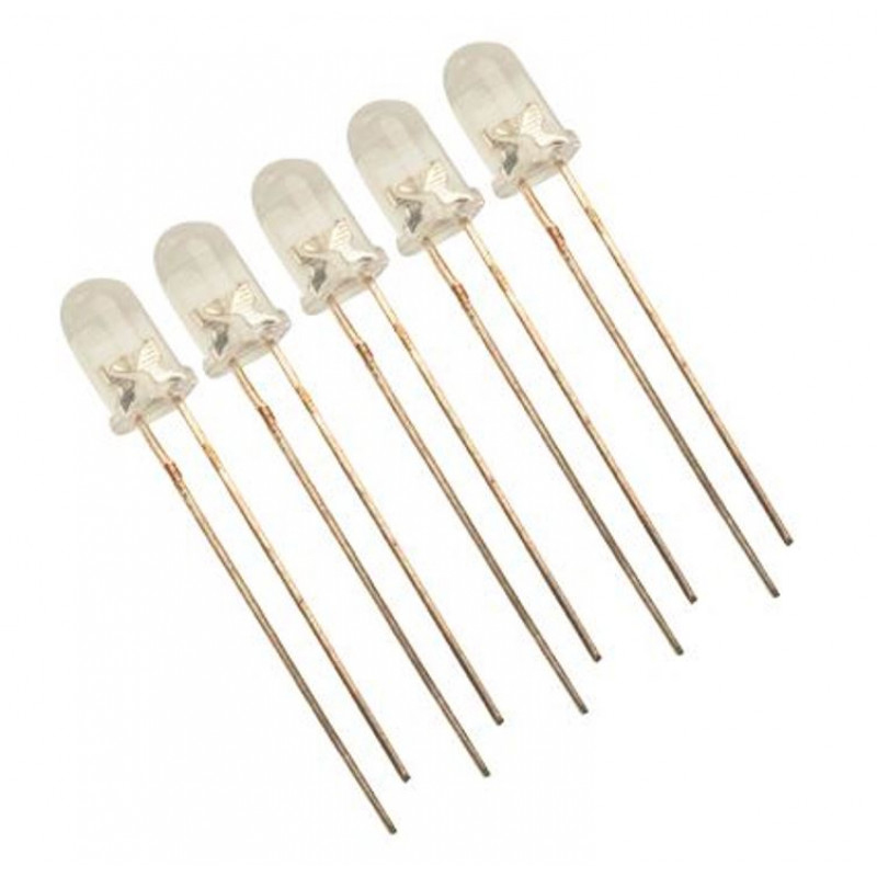 Picture of Yellow / Amber LED - 3MM, CRYSTAL CLEAR, VERY HIGH BRIGHTNESS, PACKAGE OF 5 Novel