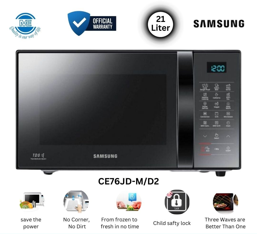 Picture of Samsung 21 Liter Grill Convection Microwave Oven with Ceramic Enamel Cavity (CE76JD-M/D2)