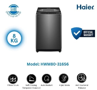 Picture of Haier 8KG Top Load Washing Machine With 3D Rolling Wash (HWM80-316S6)